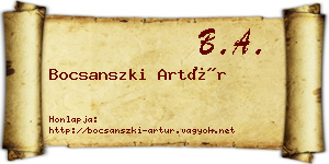 Bocsanszki Artúr névjegykártya